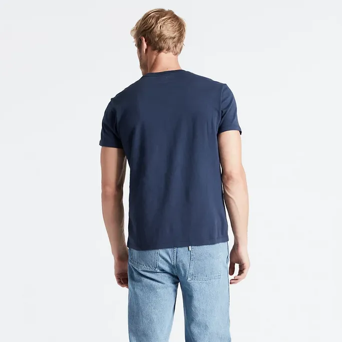 Levi's Maglietta manica corta girocollo da uomo Original Little Logo 566050017 blu Reinforced Shoulder Stitching