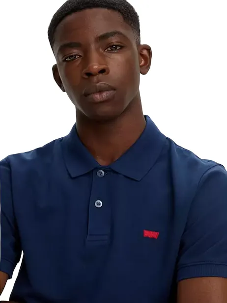 DoubleLayered Fabric Levi's polo manica corta da uomo Housemark Slim A4842-0003 blu