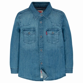 Smooth Finish Double Needle Hemming Levis Shirt Denim