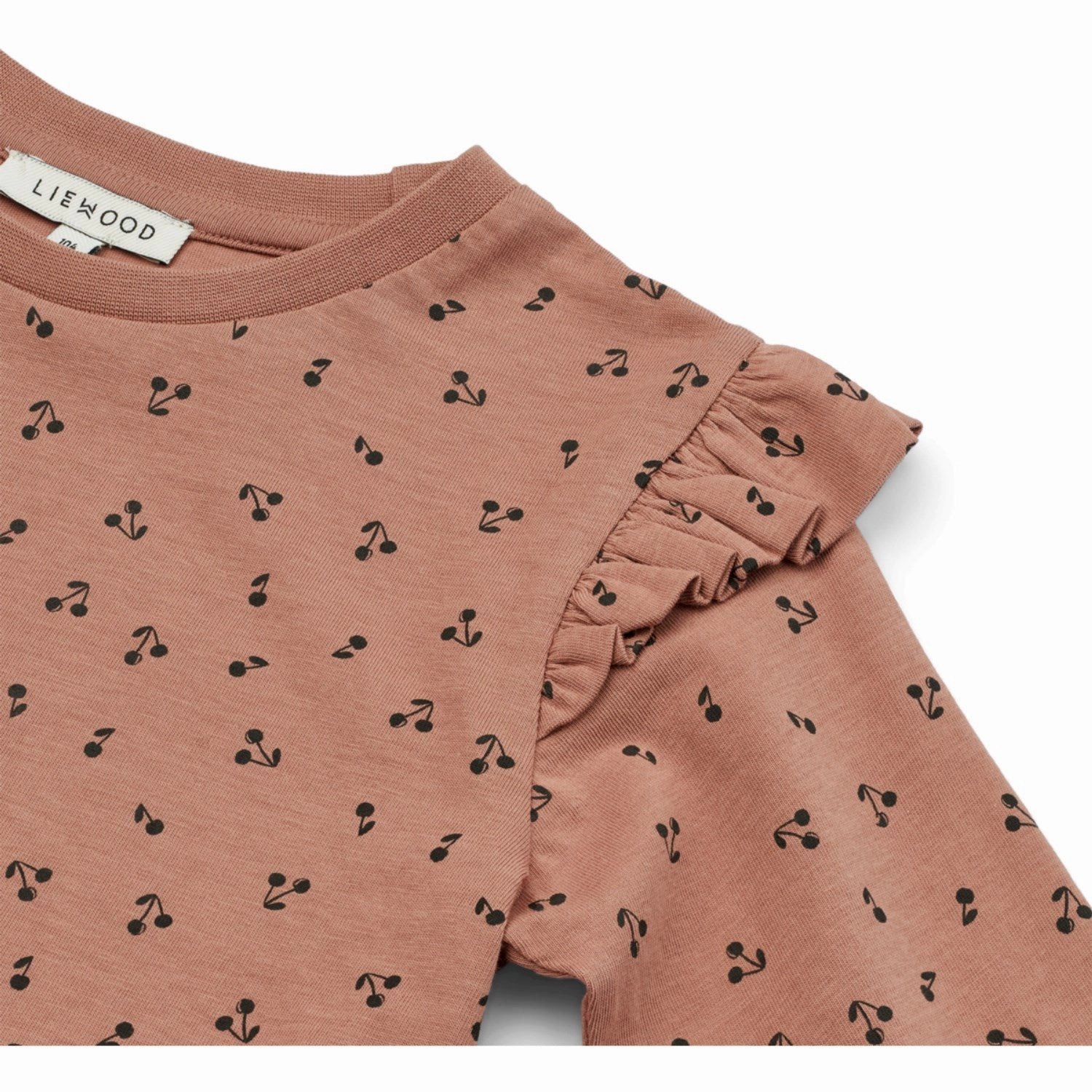 LieWood Cherries / Dark Rosetta Lima Printed Frill Longsleeve Dress Lightweight Comfort