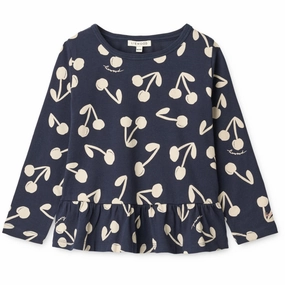 Anti Static Fabric LIEWOOD Cherry Blossom / Classic Navy Margit Printed Longsleeve T-Shirt