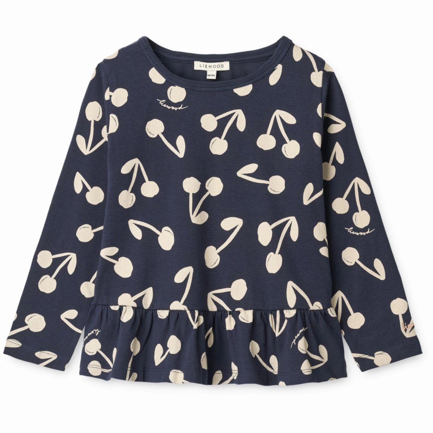 Sheer Panel Sweat-Absorbing LIEWOOD Cherry Blossom / Classic Navy Margit Printed Longsleeve T-Shirt