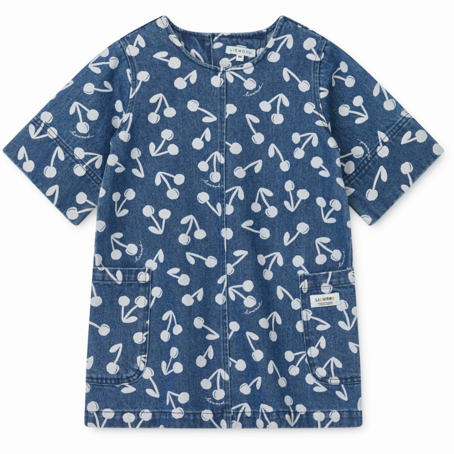 LIEWOOD Cherry Blossom / Medium Blue Denim Angelica Ss Printed Denim Dress Shape Hug Perfect For Any Occasion