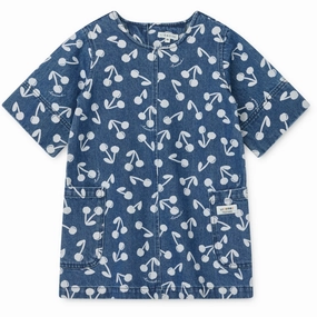 Relax Motion LIEWOOD Cherry Blossom / Medium Blue Denim Angelica Ss Printed Denim Dress