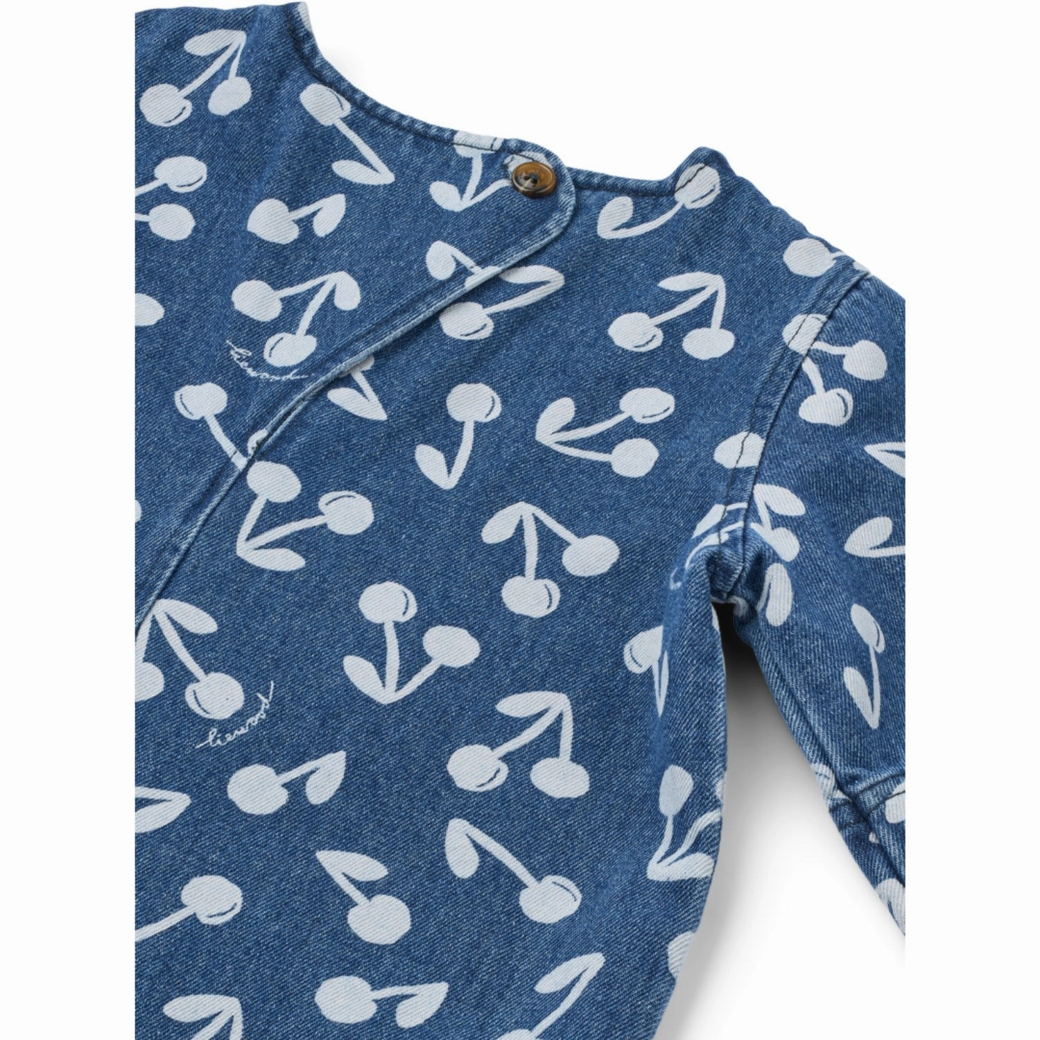 Flattering Silhouette LIEWOOD Cherry Blossom / Medium Blue Denim Angelica Ss Printed Denim Dress