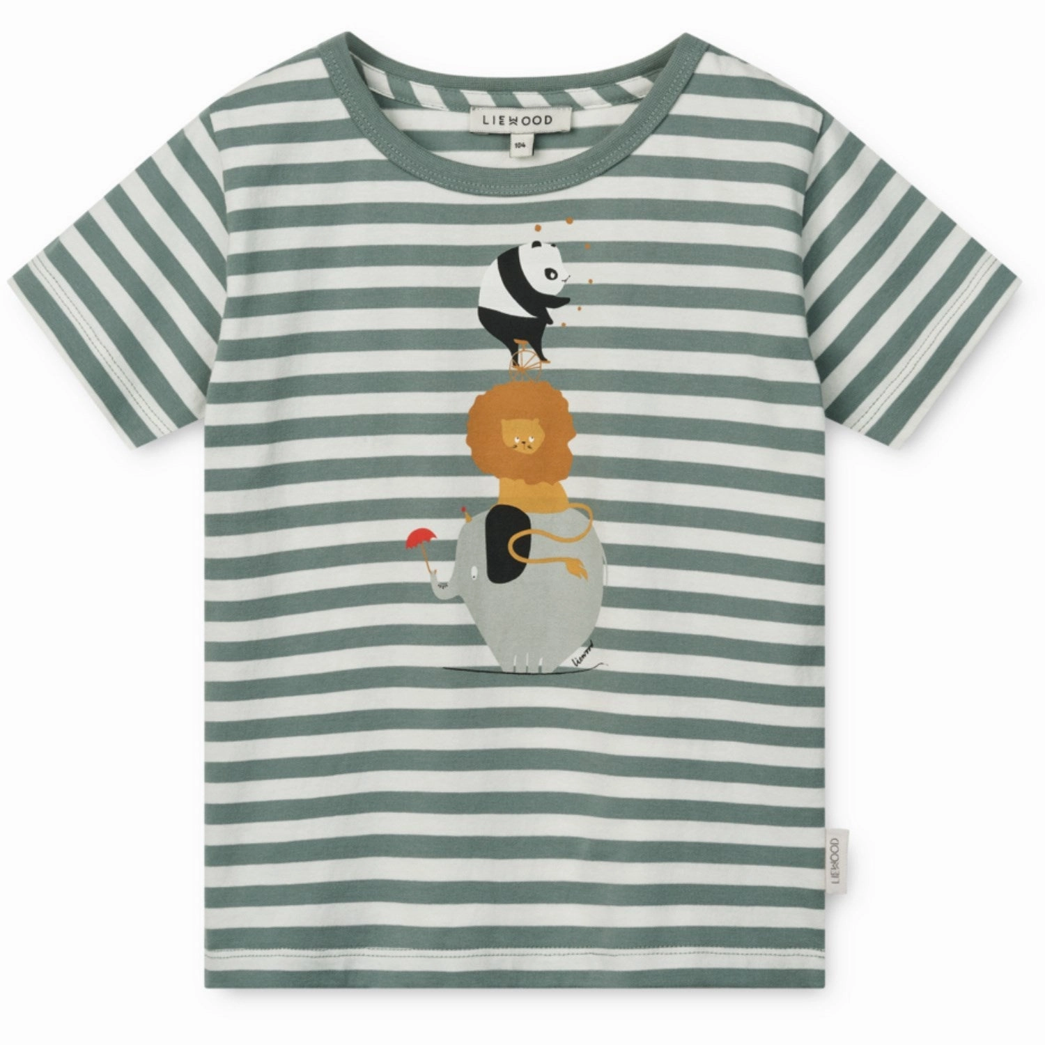 Active Style Trend LIEWOOD Circus / Stripe Peppermint / Creme De La Creme Apia Placement Shortsleeve T-Shirt