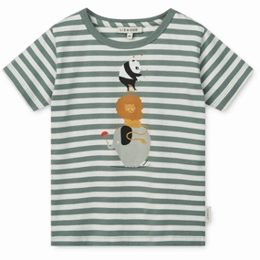 Active Style Trend LIEWOOD Circus / Stripe Peppermint / Creme De La Creme Apia Placement Shortsleeve T-Shirt