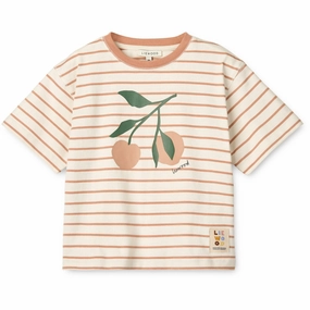LIEWOOD Peach / Stripe Tuscany Rose / Creme De La Creme Tyler Placement Shortsleeve T-Shirt Summer Essential Gym workout