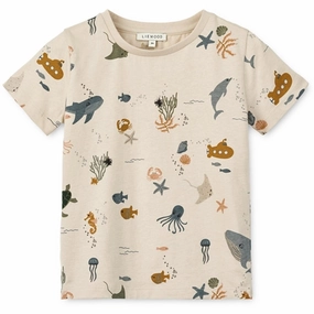 loose fitting Running Speed Liewood Sea Creature/Sandy Apia Printed T-shirt