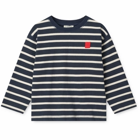 LIEWOOD Stripe Classic Navy / Creme De La Creme Tyler Stripe Longsleeve T-Shirt Tailored Cut Fast Drying
