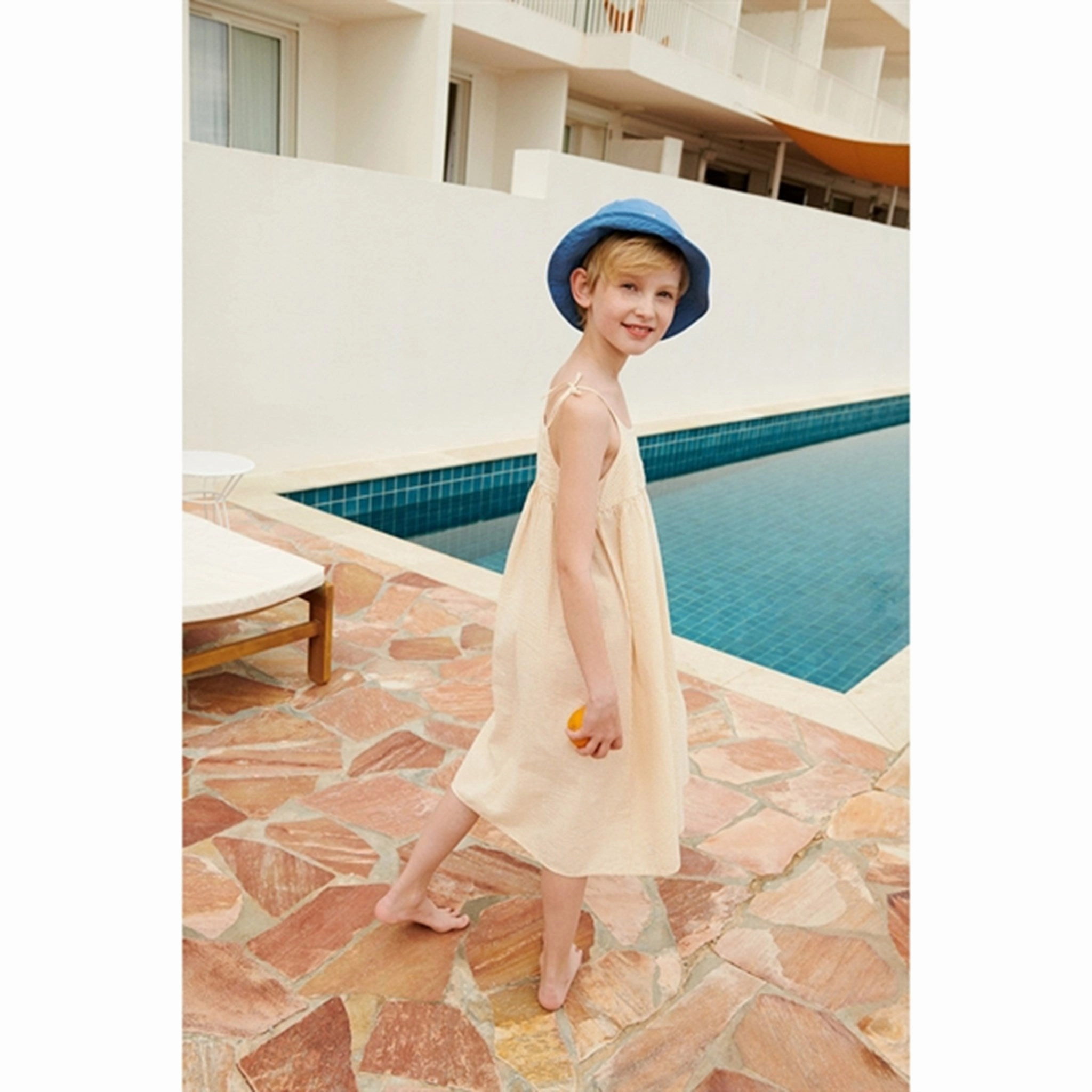 Liewood Y/D Stripe Yellow Mellow/Creme De La Creme Eli Stripe Dress Off-Shoulder Hidden Pocket