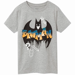 Textured Surface Name it Grey Melange Juca Batman T-Shirt