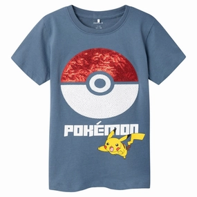 Name it Bluefin Jappy Pokemon T-Shirt Ruffled edges All-Purpose Comfort