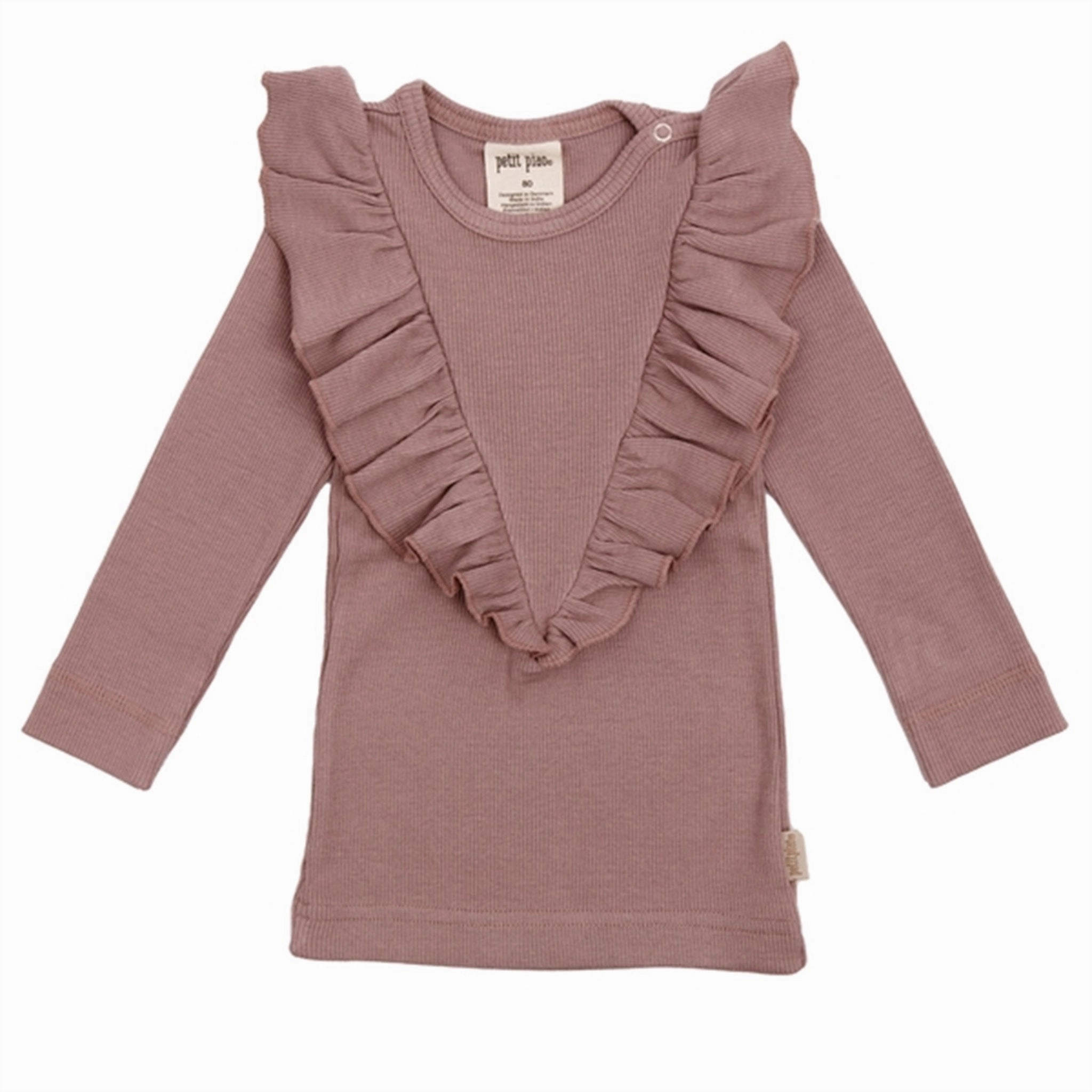 Petit Piao Woodrose V-Frill Modal Blouse Organic Cotton Eco Friendly Material