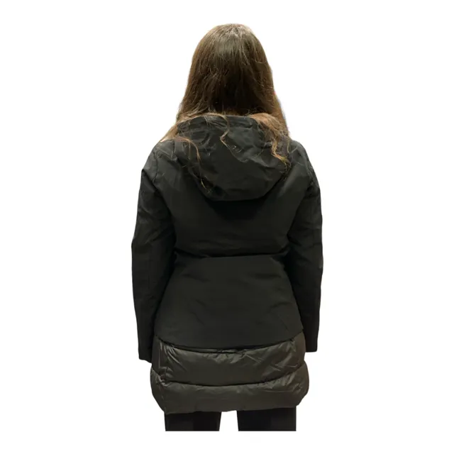 Yes Zee Cappotto da donna con inserti in pelle O086/NT00 0801 nero ZipperClosure