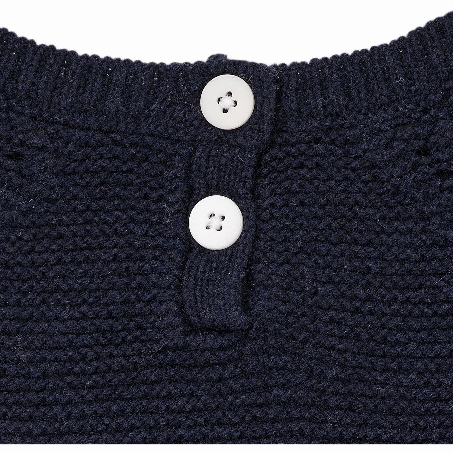 Copenhagen Colors Navy Lambwool Blouse W. Frill & Bow Emb Seamless Side Panels