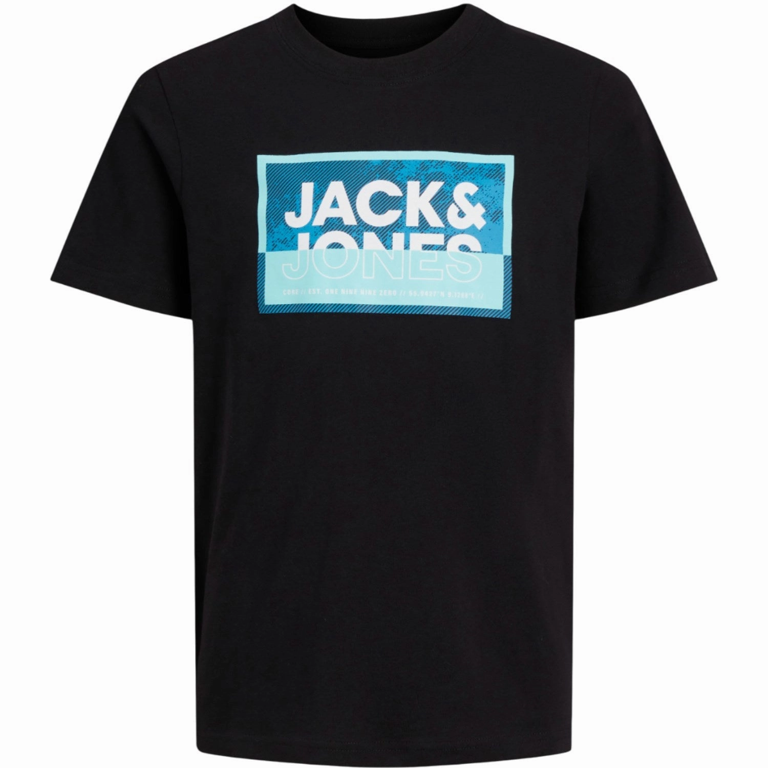 Jack & Jones Junior Black Cologan T-Shirt Crew Neck Everyday Fit Men's masculinity