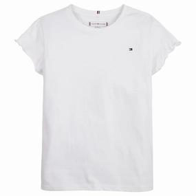 Tommy Hilfiger Essential Ruffle Sleeve T-shirt White Classic Layer Wear
