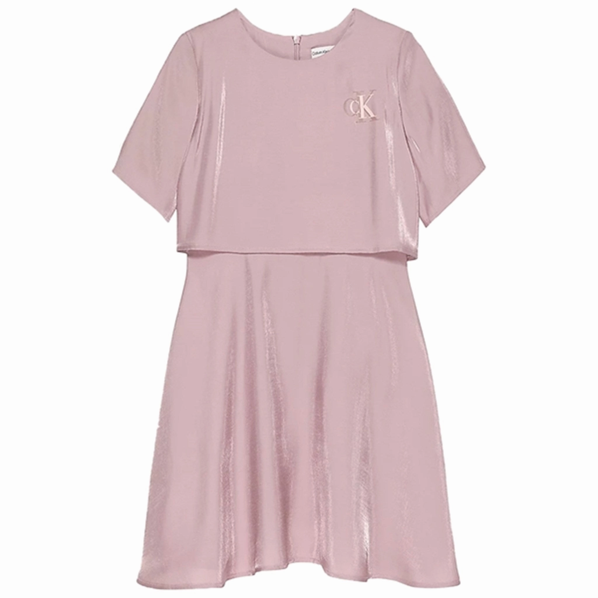 Dreamy Layers Soft Fabric Calvin Klein Metallic Shine Dress Dark Blush