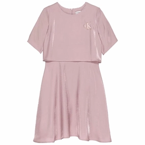 Dreamy Layers Soft Fabric Calvin Klein Metallic Shine Dress Dark Blush