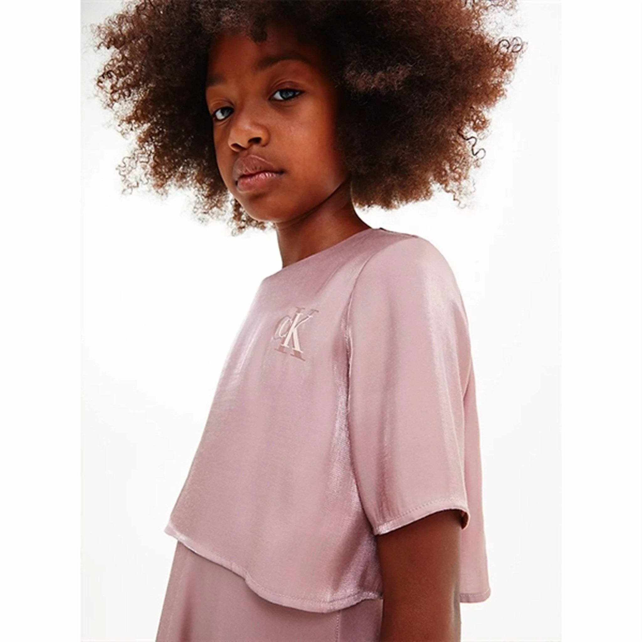 Street Flex Movement Feel Calvin Klein Metallic Shine Dress Dark Blush