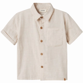 Beach Ready Performance Fabric Lil'Atelier Bleached Sand Nmmtarou Ss Loose Shirt Lil