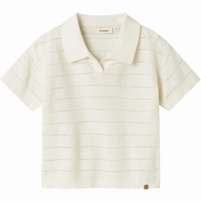 Lil'Atelier Coconut Milk Glivo Knit Polo Soft Jersey Fabric