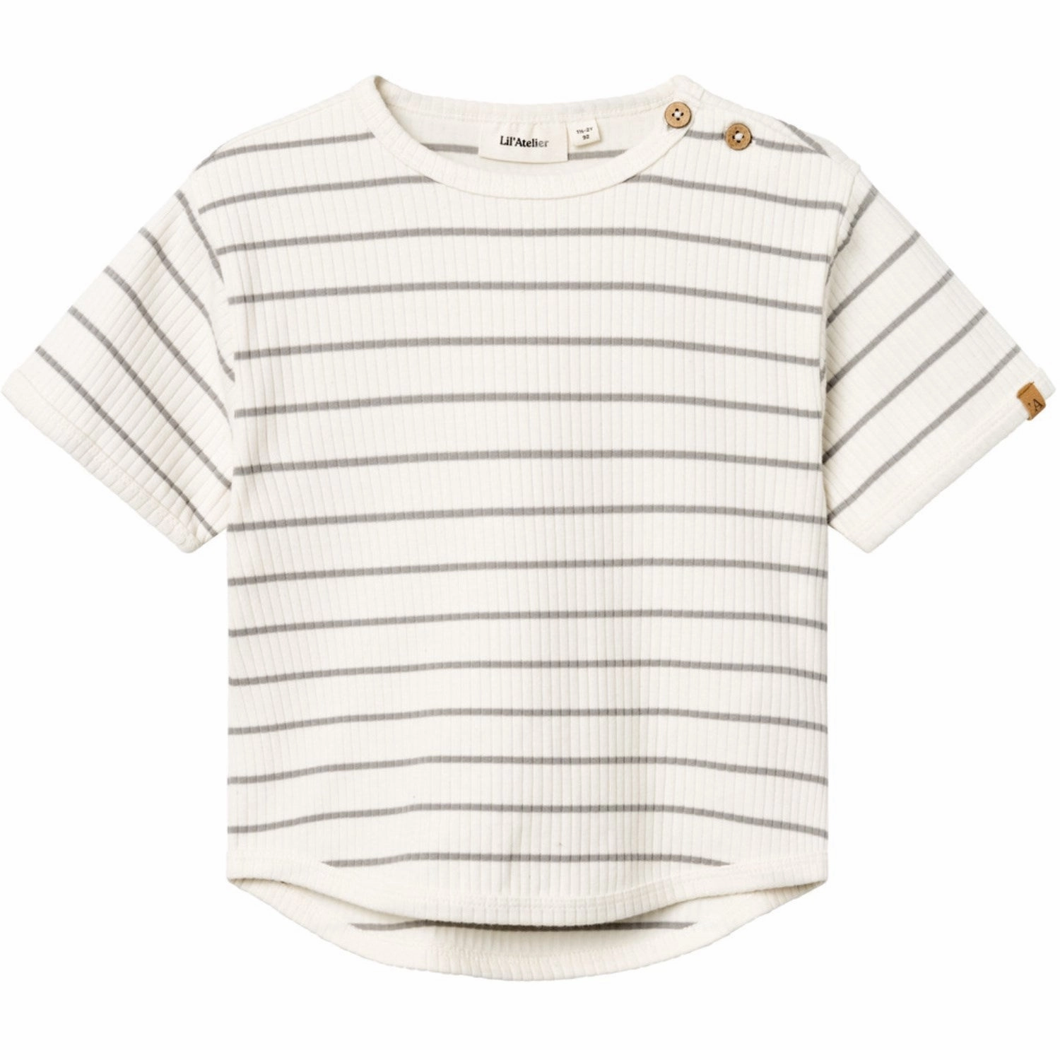 HighThreadCount Ribbed Collar Design Lil'Atelier Coconut Milk Kail Loose T-Shirt