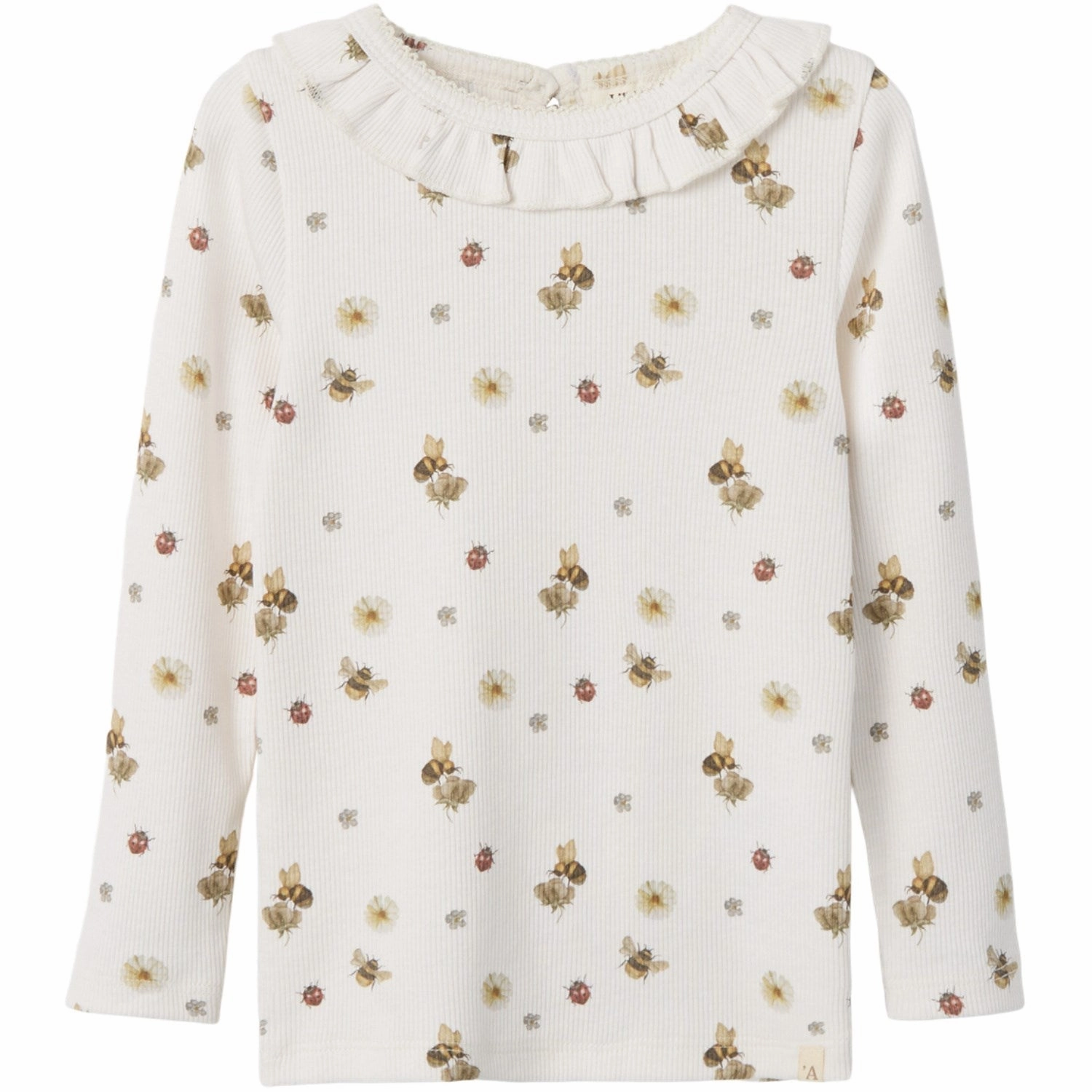 Lil'Atelier Coconut Milk Lavo Loa Slim Blouse Split hem Tagless Labeling