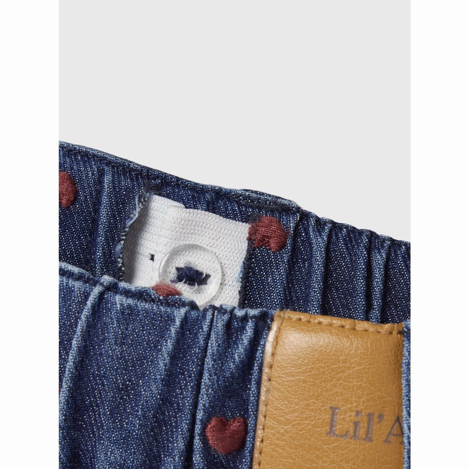 Family Style Casual Work Meeting All Fit Style Lil'Atelier Dark Blue Denim Heart Embroidery Liva Loose Jeans