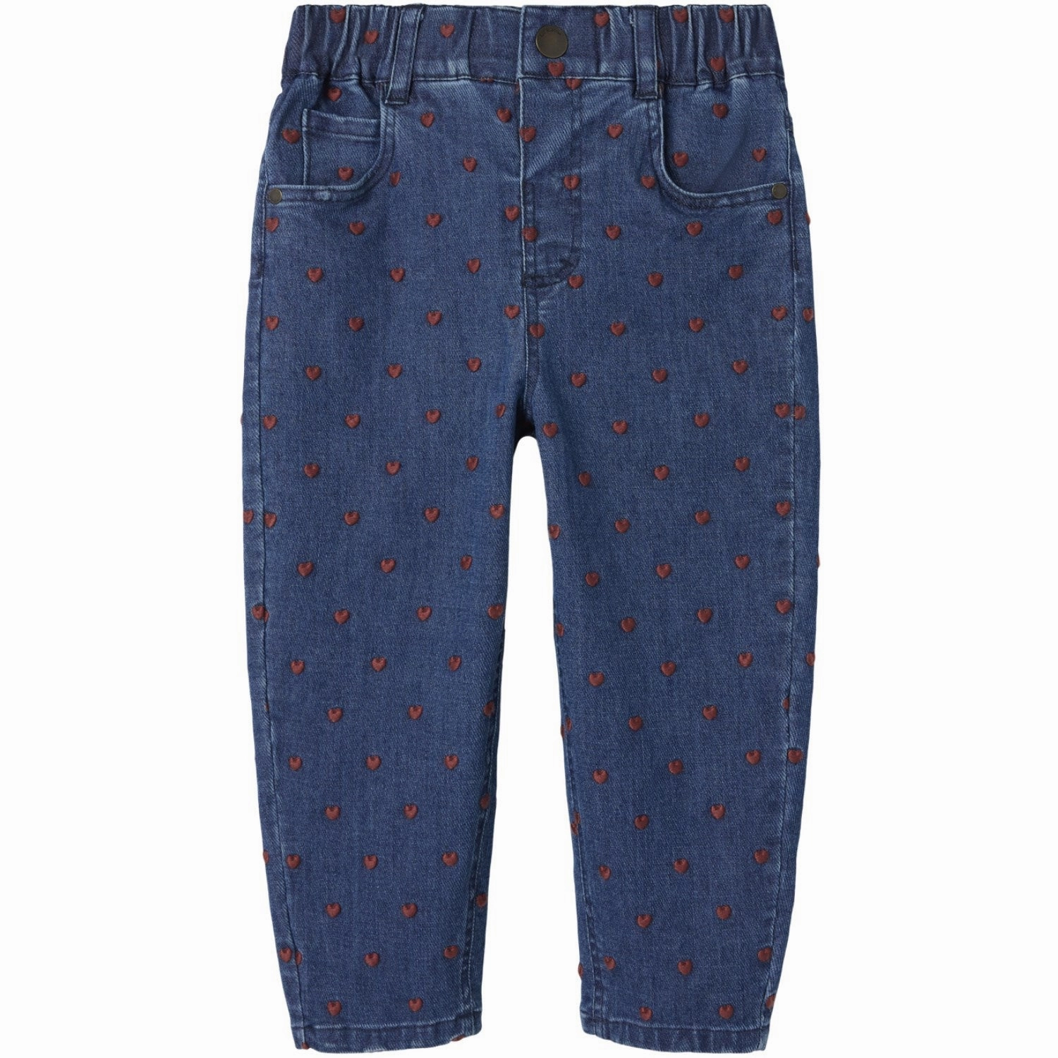 Lil'Atelier Dark Blue Denim Heart Embroidery Liva Loose Jeans Grab And Go