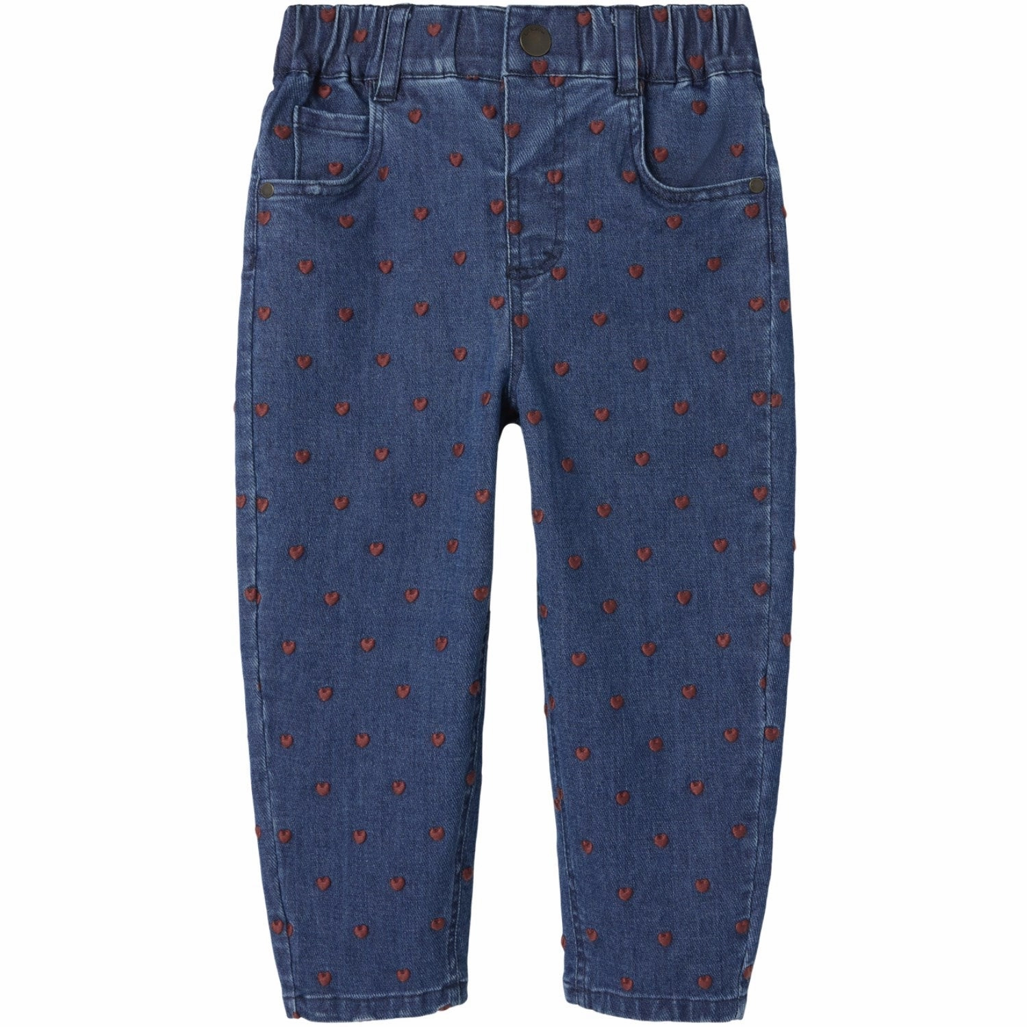 Unisex Fashion Lil'Atelier Dark Blue Denim Heart Embroidery Liva Loose Jeans