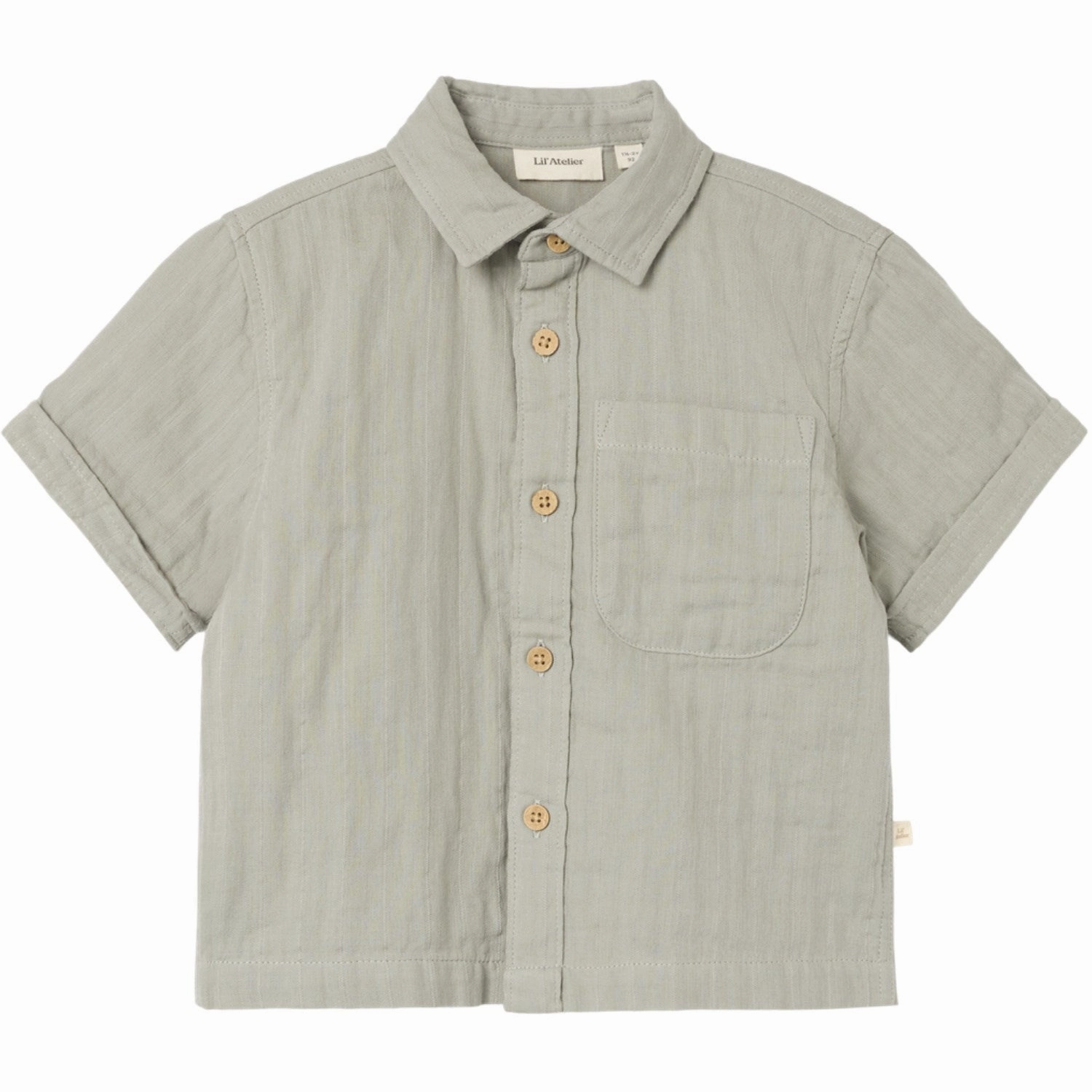 Contrast Stitch Vintage Style Lil'Atelier Forest Fog Felix Loose Shirt