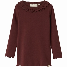 Double Stitched Hems Lil'Atelier Hot Chocolate Nmfgayo Koj Ls Slim Top Lil