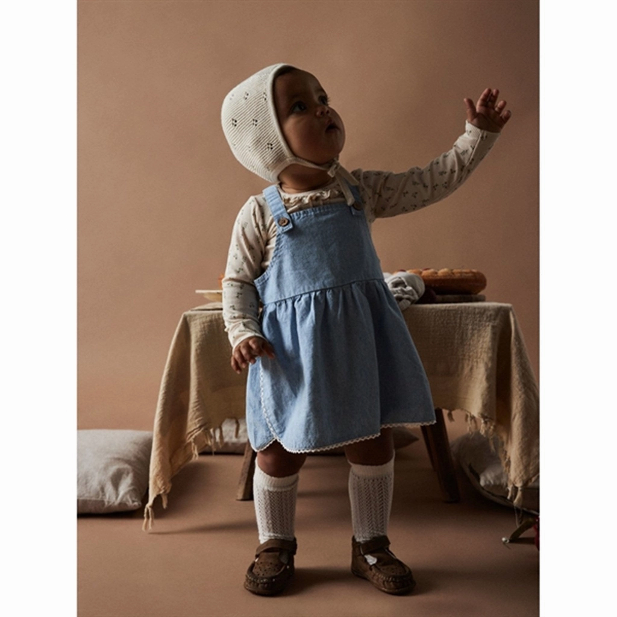 Retro Vibes High-Neck Lil'Atelier Light Blue Denim Lana Loose Denim Spencer Dress