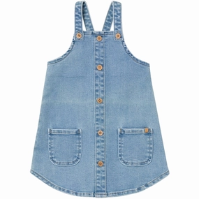 Lil'Atelier Medium Blue Denim Etems Denim Dress Baby-Shower Hook-And-Eye