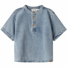 Lil'Atelier Medium Blue Denim Fundo Loose Denim Shirt Holiday Special Classic Color