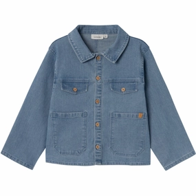 Lil'Atelier Medium Blue Denim Okaja Denim Shirt Petite Option Stylish Detail