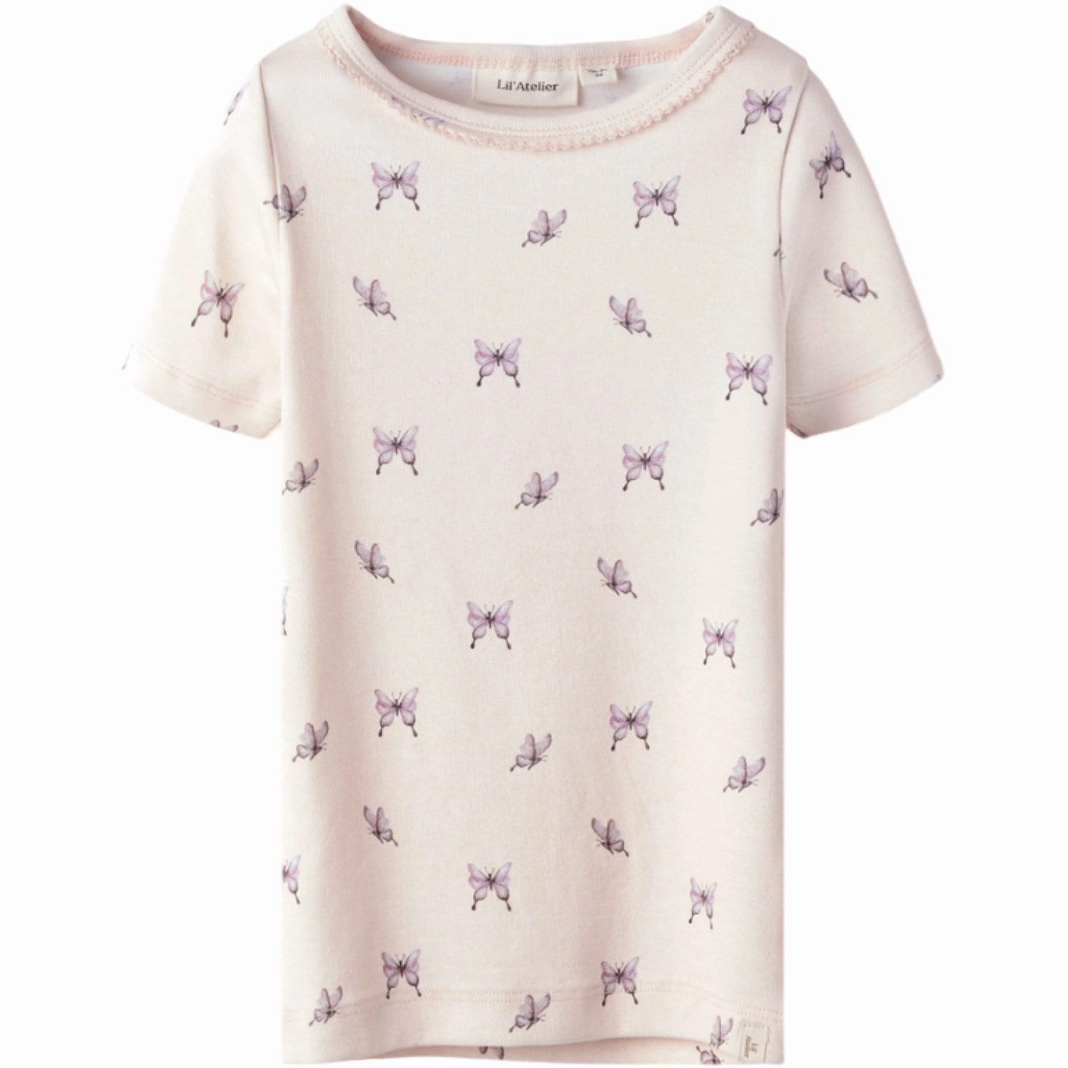 Lil'Atelier Peach Blush Butterfly Gayo Sig Slim T-Shirt Effortless Fashion Sleek Style