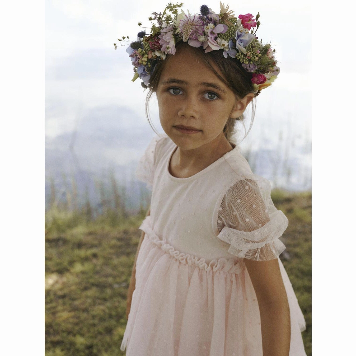 Brunch Fit Sleeveless Cut Lil'Atelier Peach Blush Frilla Loose Tulle Dress