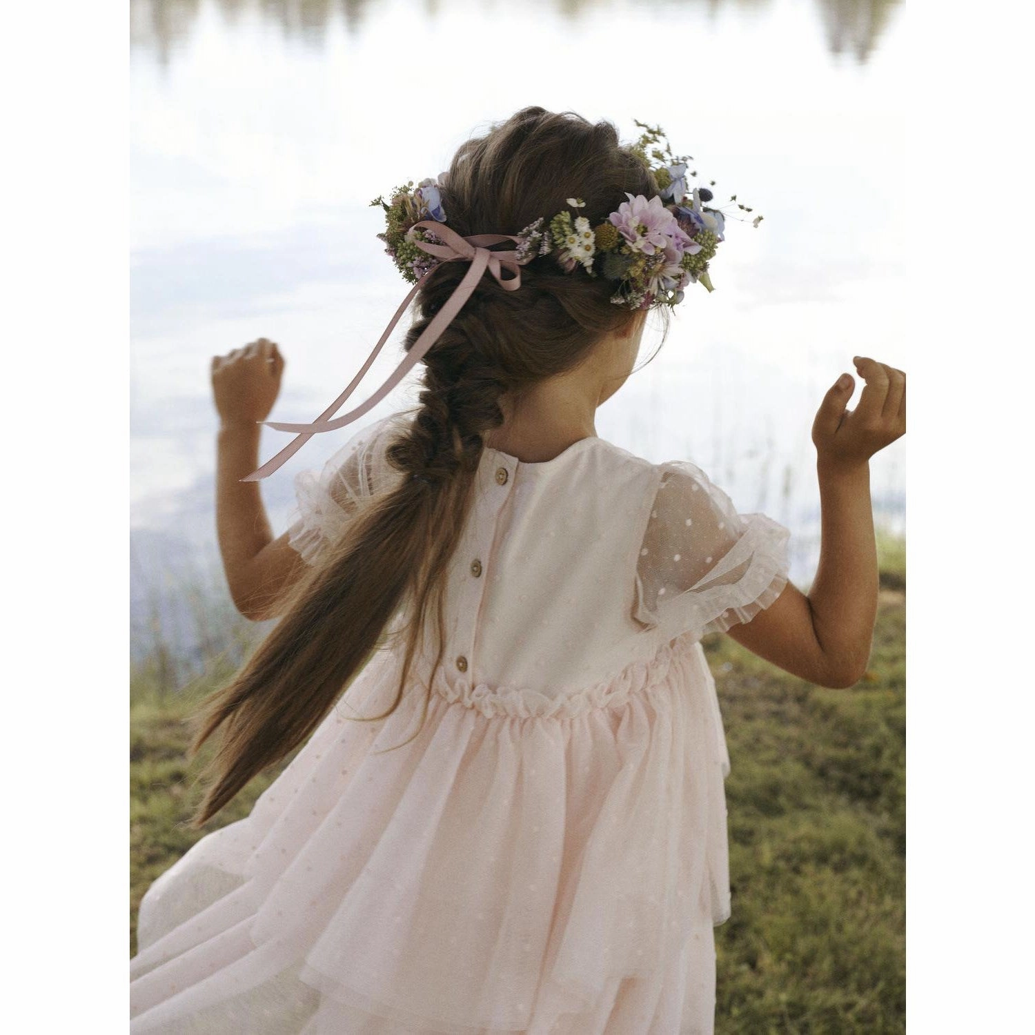 Comfortable fit Lil'Atelier Peach Blush Frilla Loose Tulle Dress