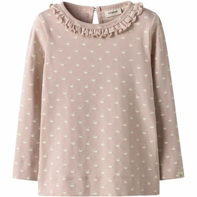Eye-Catching Pattern Graphic Art Lil'Atelier Peach Whip Swans Gayo Slim Blouse