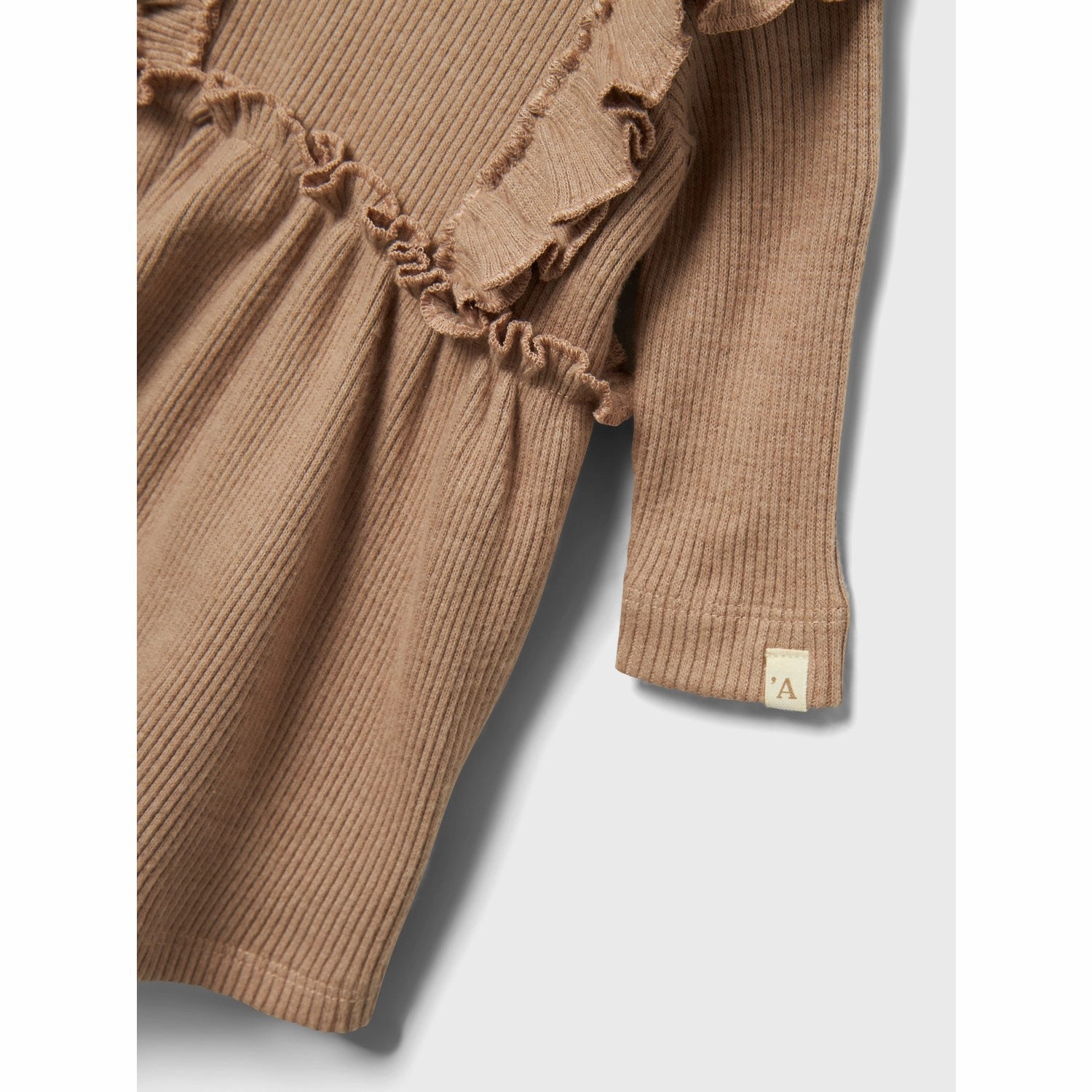 Embroidered-Sleeve Lil'Atelier Rugby Tan Sophia Sin Body Dress