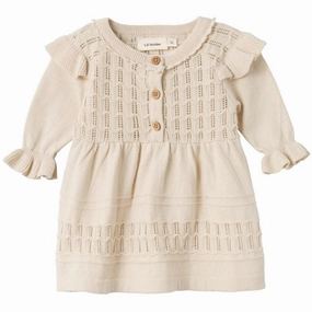 Ribbed-Texture Lil'Atelier Sandshell Fauci Knit Dress