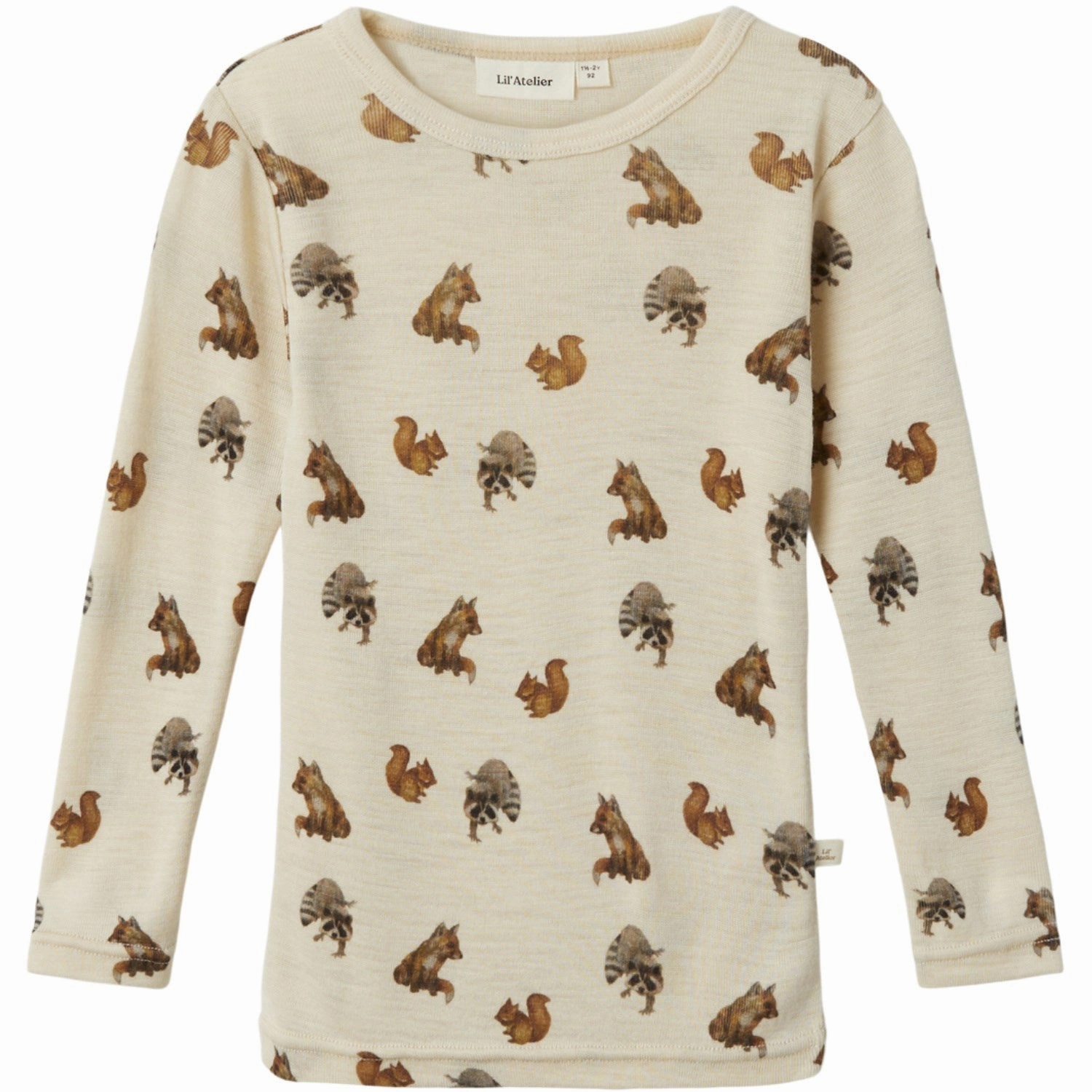 Lil'Atelier Sandshell Nimo Slim Wool/Modal Blouse AOP Flexible Material