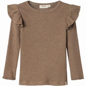 Quick Release Placket Daytime Look Lil'Atelier Shitake Sophia Sni Slim Blouse