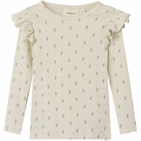 Non Restrictive Armhole Lil'Atelier Turtledove Blue Flowers Gago Kuo Slim Blouse