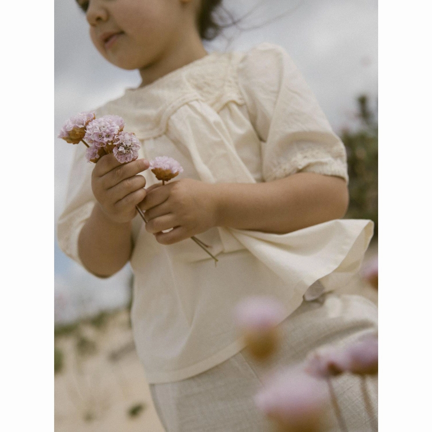 Premium Quality Sustainable Weave Lil'Atelier Turtledove Daisy Loose Shirt