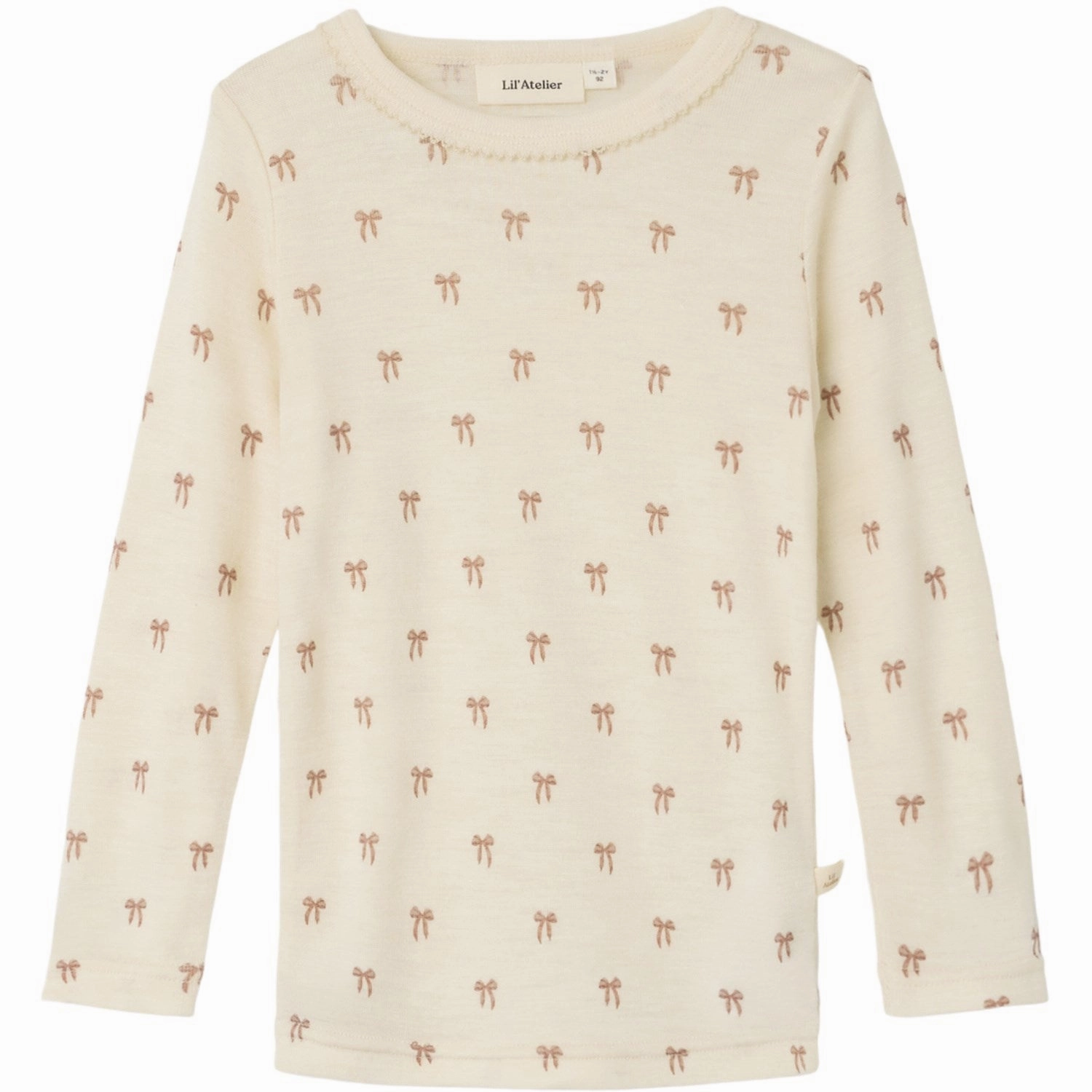 Lil'Atelier Turtledove Melange Nmfnalu Wo/Mo Ls Slim Top Lil Retro Vibe