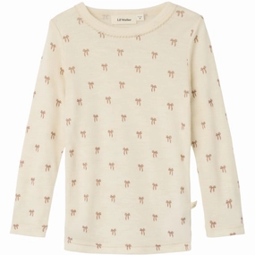 Lil'Atelier Turtledove Melange Nmfnalu Wo/Mo Ls Slim Top Lil Retro Vibe